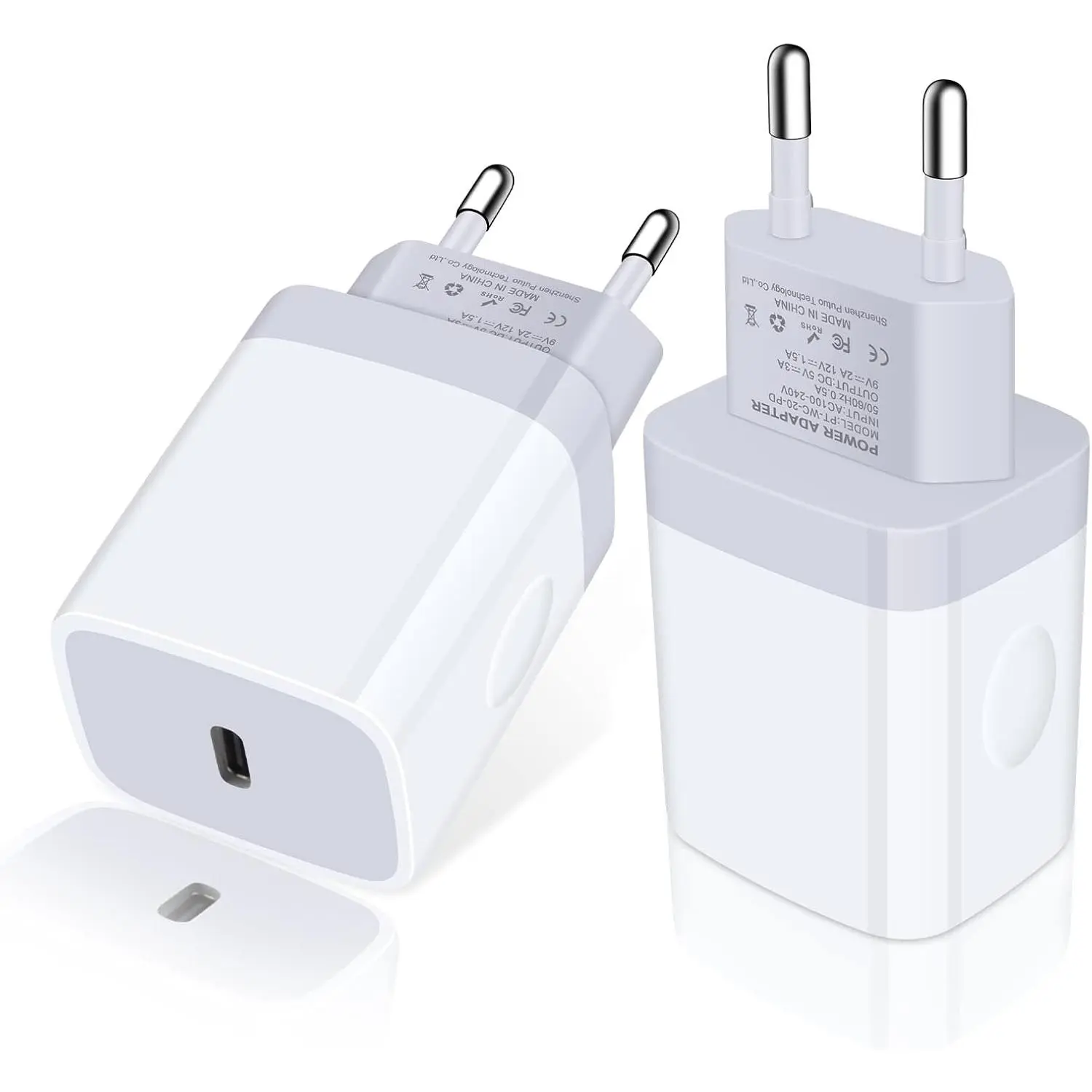 European Charger 2Pack EU  20W USB C Charger Block Travel Plug PD Power Adapter for  17/16e/16/16 Pro/16 Pro Max/16 Plus/15/15 Pro/14/14 Pro/13 Pro Max/13/12/Mini/XS/XR/X/SE  Android