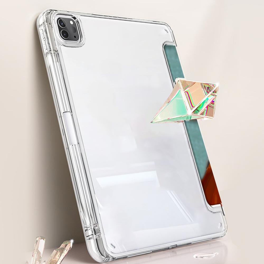 Glamorous Cocktail Lady Design Three-tiered stand iPad case, Transparent Acrylic Hard Back Panel With Pencil Slot, Suitable for All models ipad.Scratch-resistant Ultra-thin Protective Case, Shock-resistant Full Cover for Offices Schools Home Tablet Casing