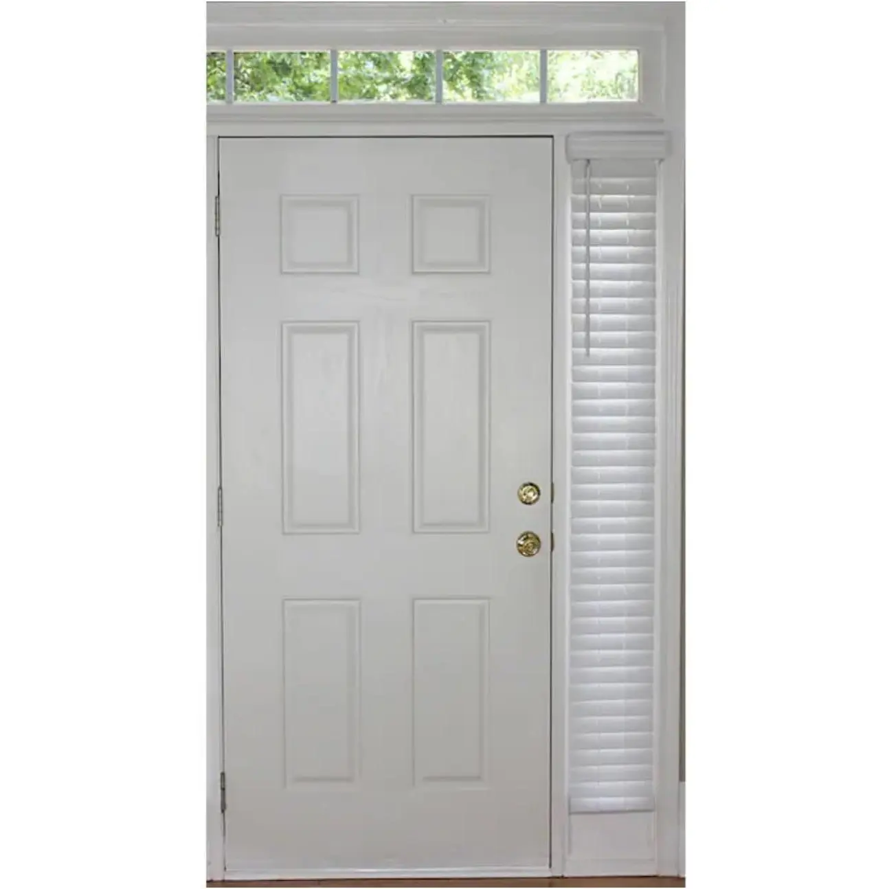 Trim at  2-in Cordless White Faux  Room Darkening Plantation Blinds (Common: 9-in; Actual: 8.5-in x 72-in)