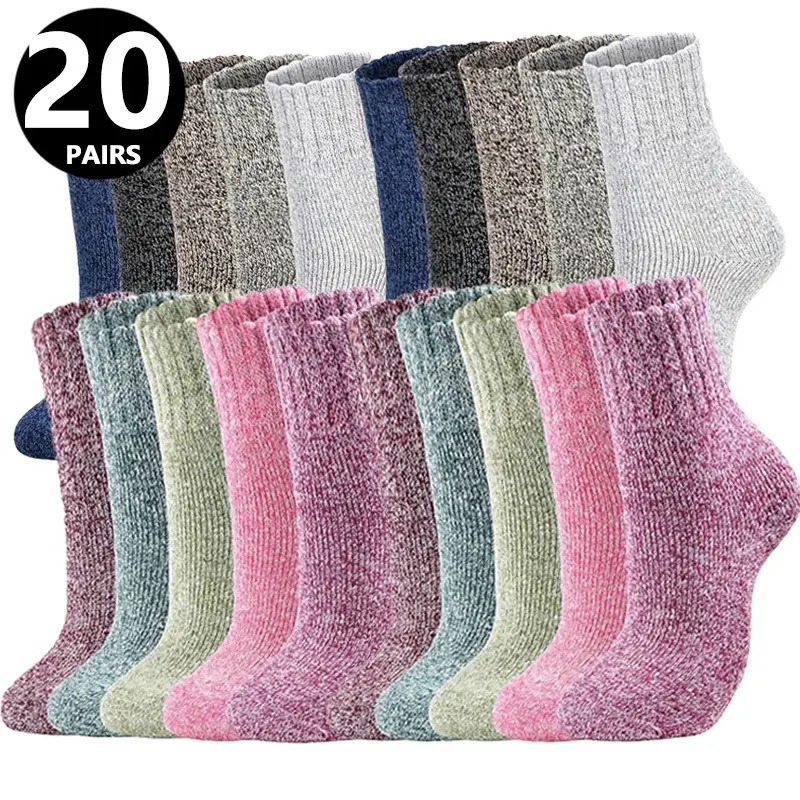 Women's Cozy Soft Knit Socks, 20-Pair Assorted Winter Crew & Mid-Calf Styles, Everyday Basic Value Pack, Lady, Cartoon Bow Mid-Calf Socks, Socks For Women, Quilted