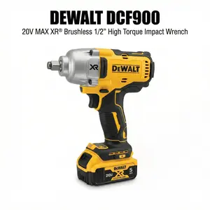 DeWALT DCF900 20V Max XR Brushless High Torque 1/2 Inch Impact Wrench with Pig Nose Ring Anvil, 1898Nm Breaking Torque, Suitable for Heavy Equipment Repair, Includes Battery and Charger Kit