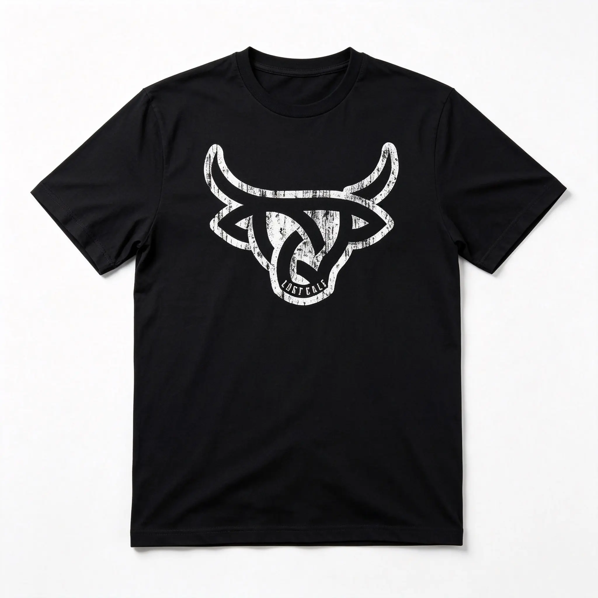 Men's Vintage Western Graphic Tee with Distressed Bull Head, Classic Short Sleeve Crewneck in a Relaxed Oversized Streetwear Fit, Original, Minimalist, Simple, Loose, Shortsleeve, Hem, Basic, Casual