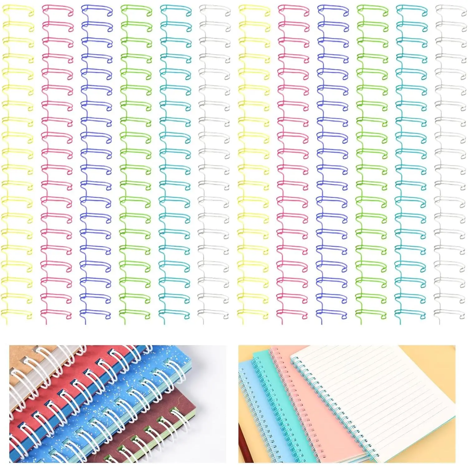30 count Metal Double Loop Binding Wires Double Spiral Binding Ring Coil, 9/16" 23 Holes, 2:1 Pitch Cinch Binding Machine Wire for Teacher Student Document Notebook File Making (Iridescence)