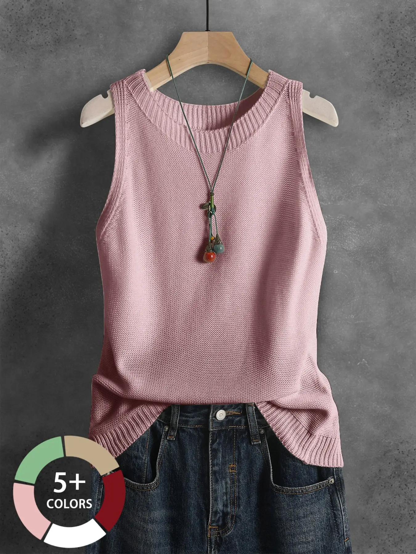 Women' Knit Vest Vintage Sleeveless Everyday Top Solid Casual Lightweight Commute & Vacation Summer Fit