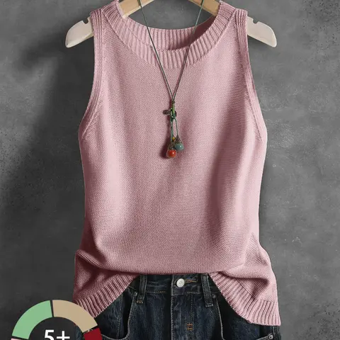 Women' Knit Vest Vintage Top Solid Casual Lightweight Commute & Vacation Summer Fit Knit Vest Tops