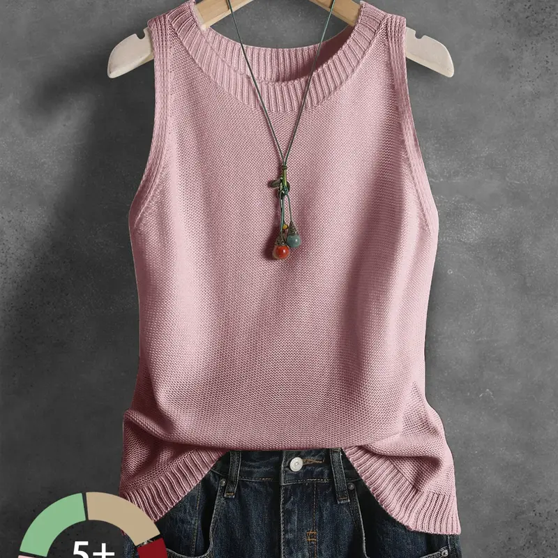 Women' Knit Vest Vintage Top Solid Casual Lightweight Commute & Vacation Summer Fit Knit Vest Tops