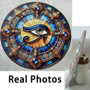 Round Eye Pattern Iron Artwork, Religious Desktop Plaque for Home Office Decor, Stylish Religious Decor, Home Decor Supplies, Ornaments, Religious Decoration