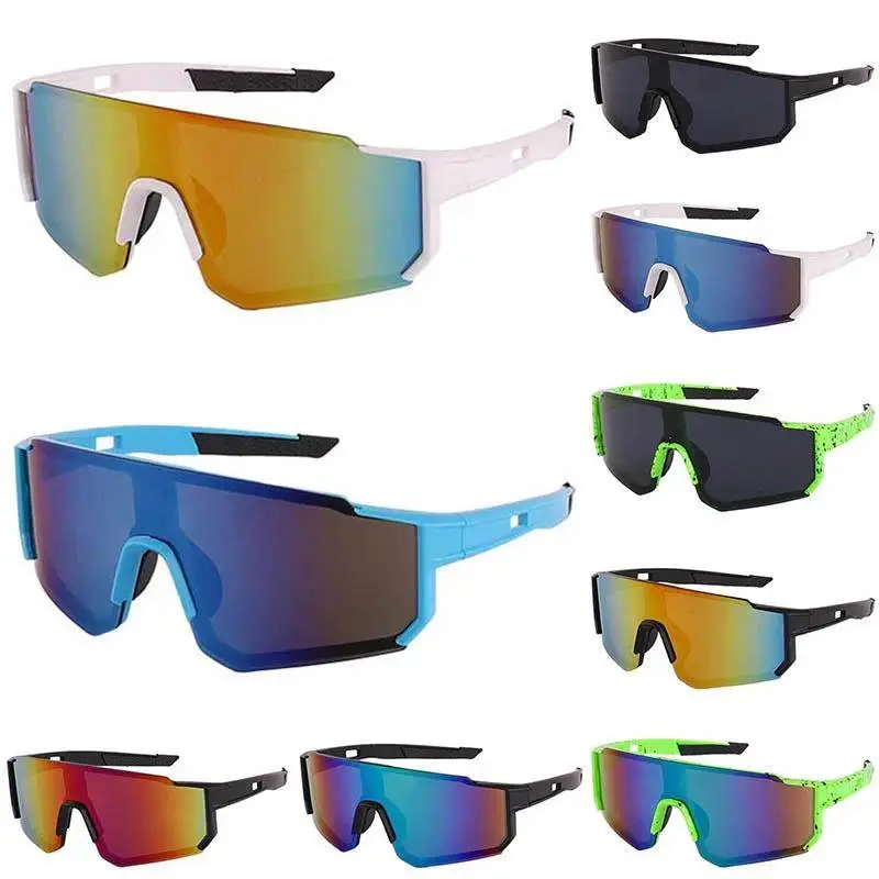 Oversized Shield Sports Shades - Mirrored PC Lens Windproof Mirror Sunglasses, Full-Face Protection, Large Reflective Lenses, Modern Outdoor Eyewear for Baseball, Hiking, Mirror Sunglasses Sports Eyewear