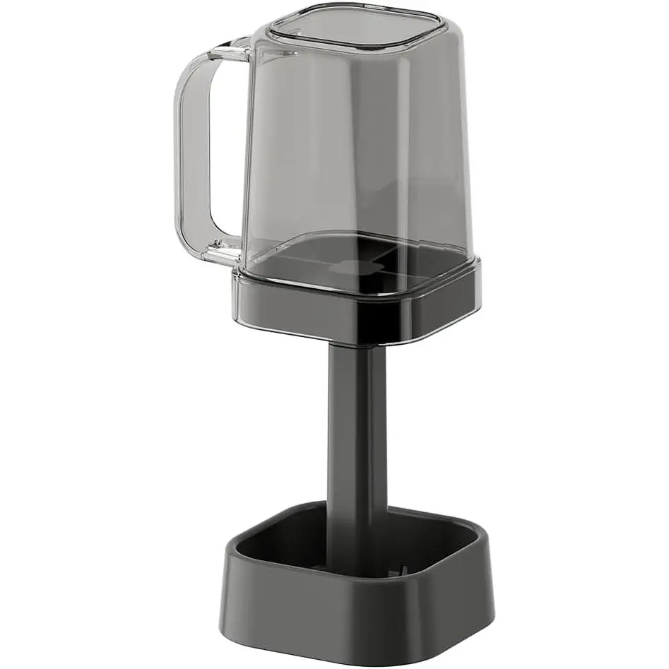 PP Material Bathroom  Holder  Holder Stand with PS Mouthwash Cup Bathroom Accessories Organizer (Black)