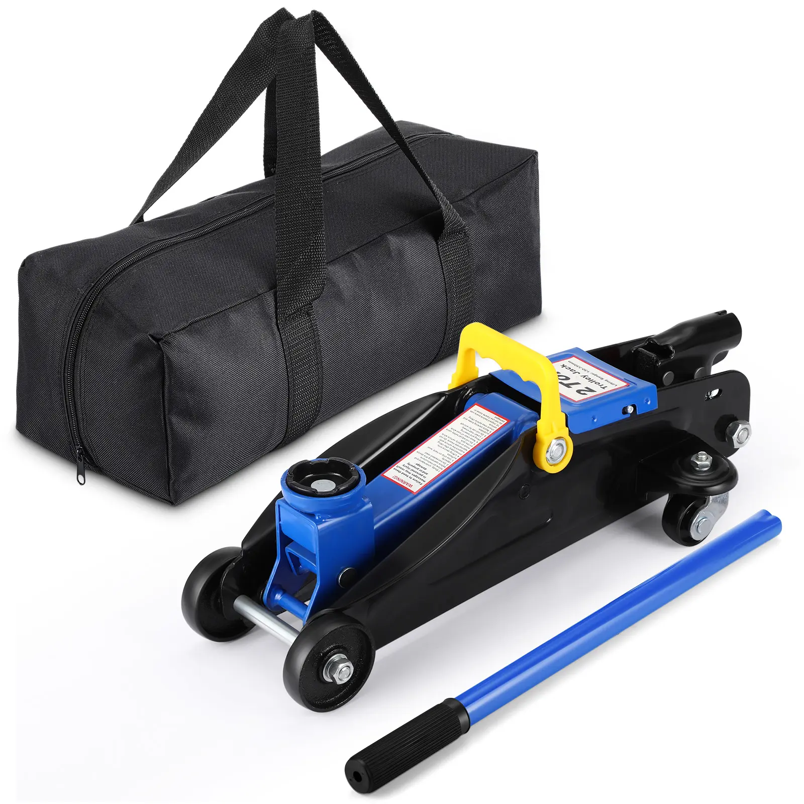 2 Ton (4400LBS) Low Profile Hydraulic Floor Jack, lifting height 3.3''-13'', solid steel trolley construction with storage bag, portable auto lifting jack for cars, SUVs and light trucks maintenance.