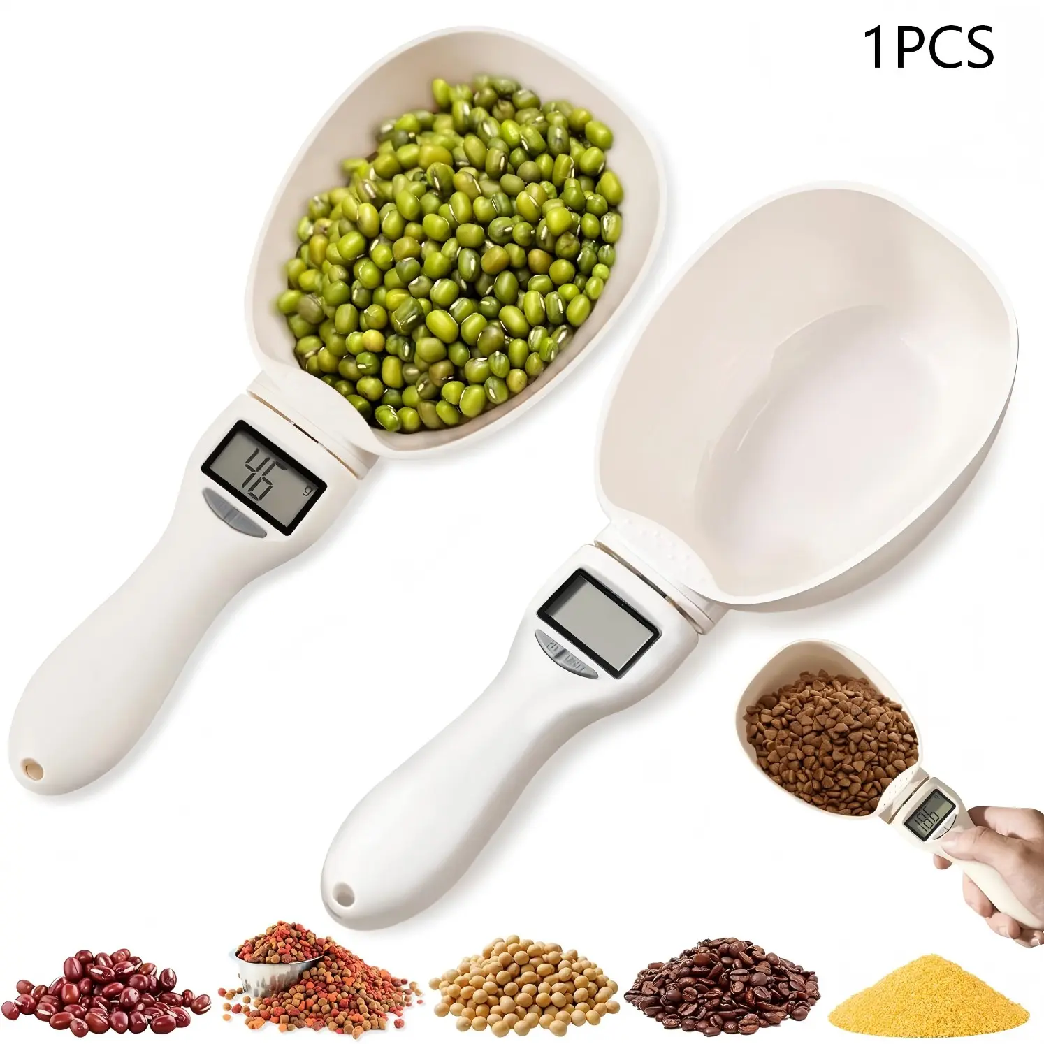2-Pack Digital Measuring Spoon Scale, Electronic Measuring Spoon 800g/0.1g High Precision with Display, Adjustable for Cooking, Pet Food, Daily Diet, Kitchen Measuring Utensils