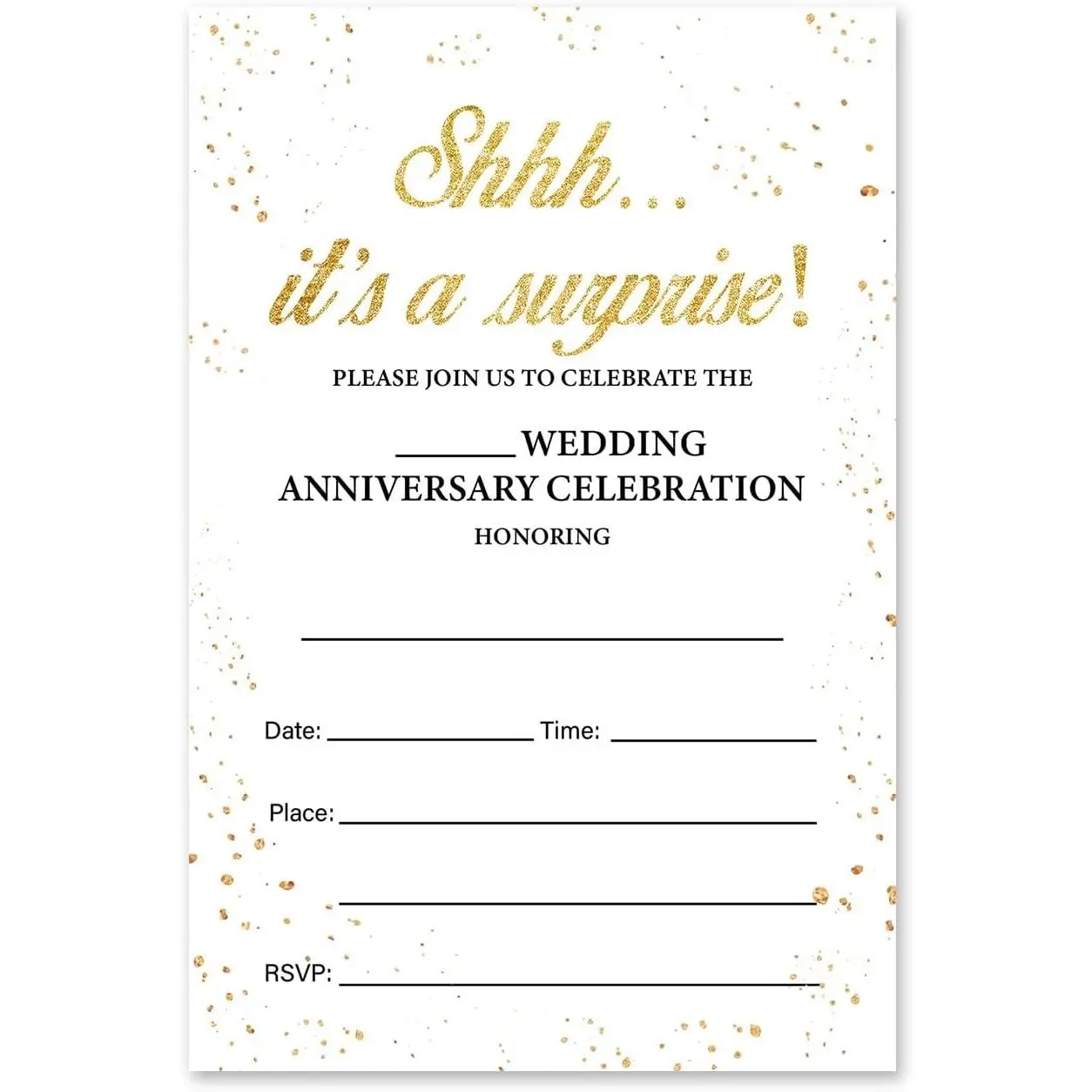 Wedding Anniversary Party Invitations Surprise Invitation Cards 20 Pack | Fill In Invites With Envelopes Double Sided Wedding Anniversary Invites with Envelopes