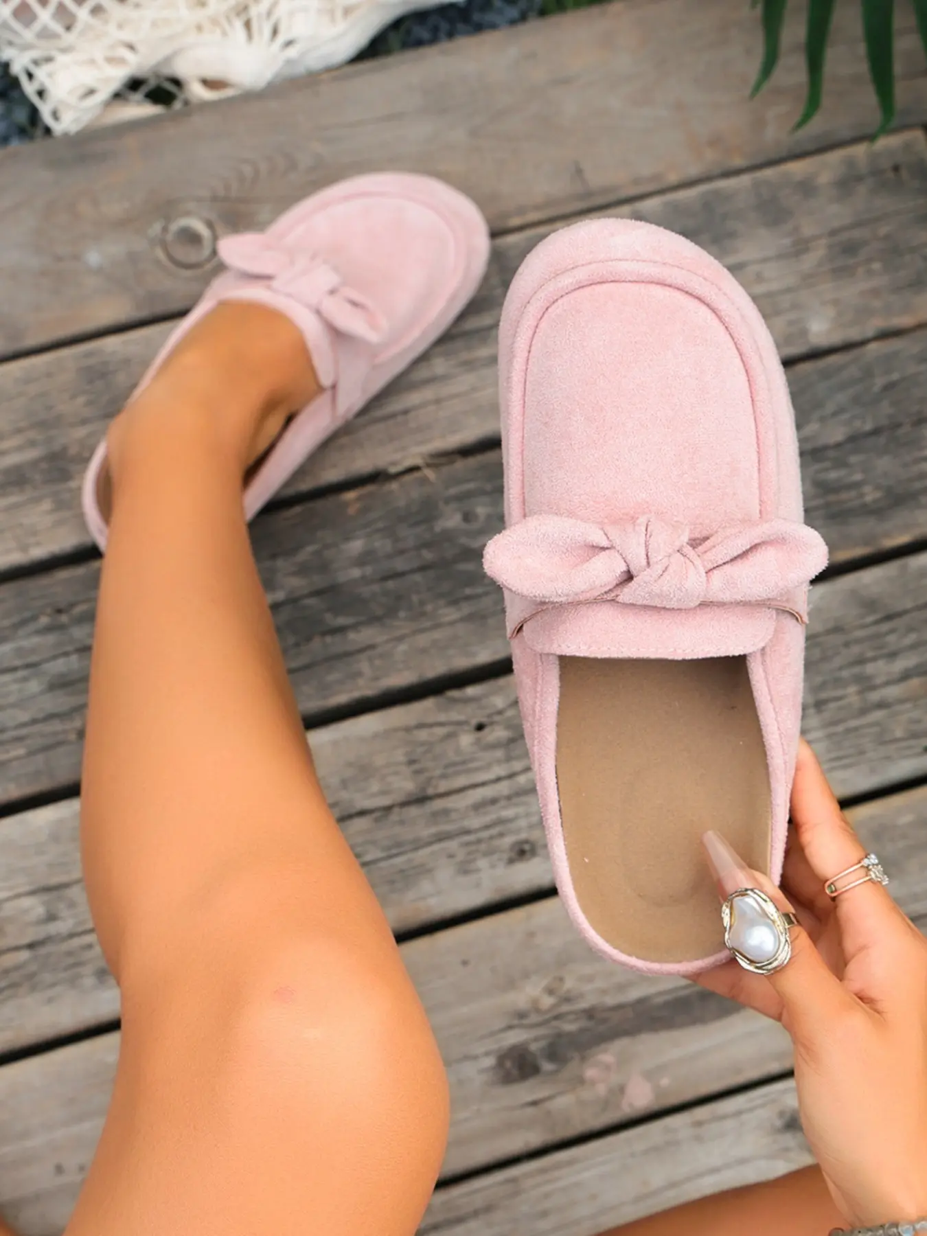 Lazy Style Bow Mule Slippers, Comfortable Casual Round Toe Half Sandals, Perfect for Daily Wear, Student-Friendly Outdoor Shoes