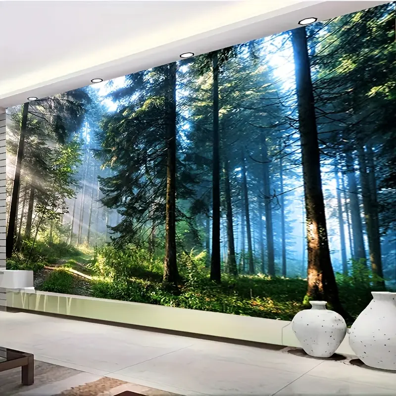 One-piece super large size beautiful forest background decorative tapestry backdrop for photo shoots, comes with 6 pairs of installation kits