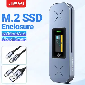 JEYI Visual Smart M.2 SSD Enclosure USB 3.2 10Gbps Portable External M.2 Adapter Case Support NVME/SATA Dual Protocols UASP Trim