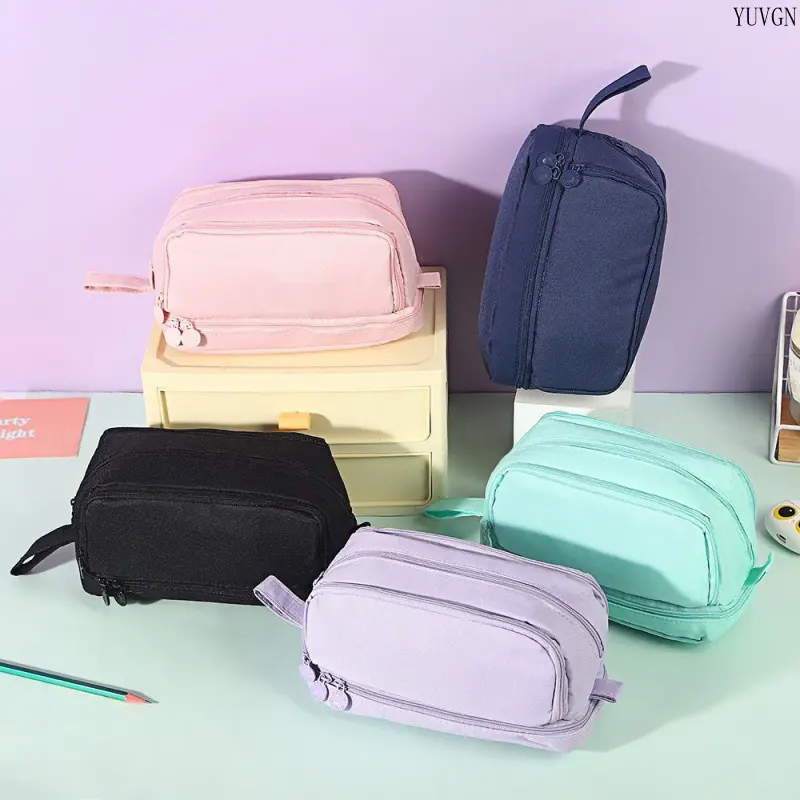 Sporty Oxford Fabric Stationery Bag, Multi-Layer Large Capacity Portable Pouch for School Use and Pen Storage, Large Capacity Bag, Back To School, High-Capacity