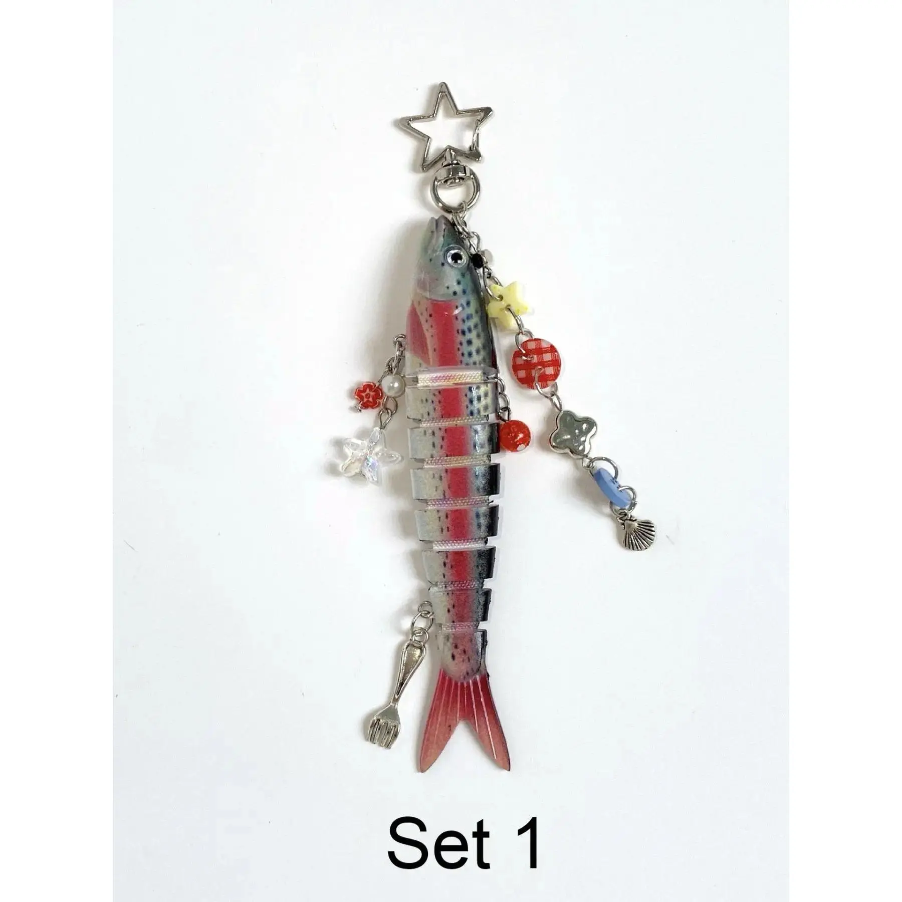 Nautical Theme Beaded Fish Keychain, Handmade Realistic Animal Charm, Unisex Choking-Safe Bait Bag Pendant, Aesthetic Everyday Wear Keychain Accessories