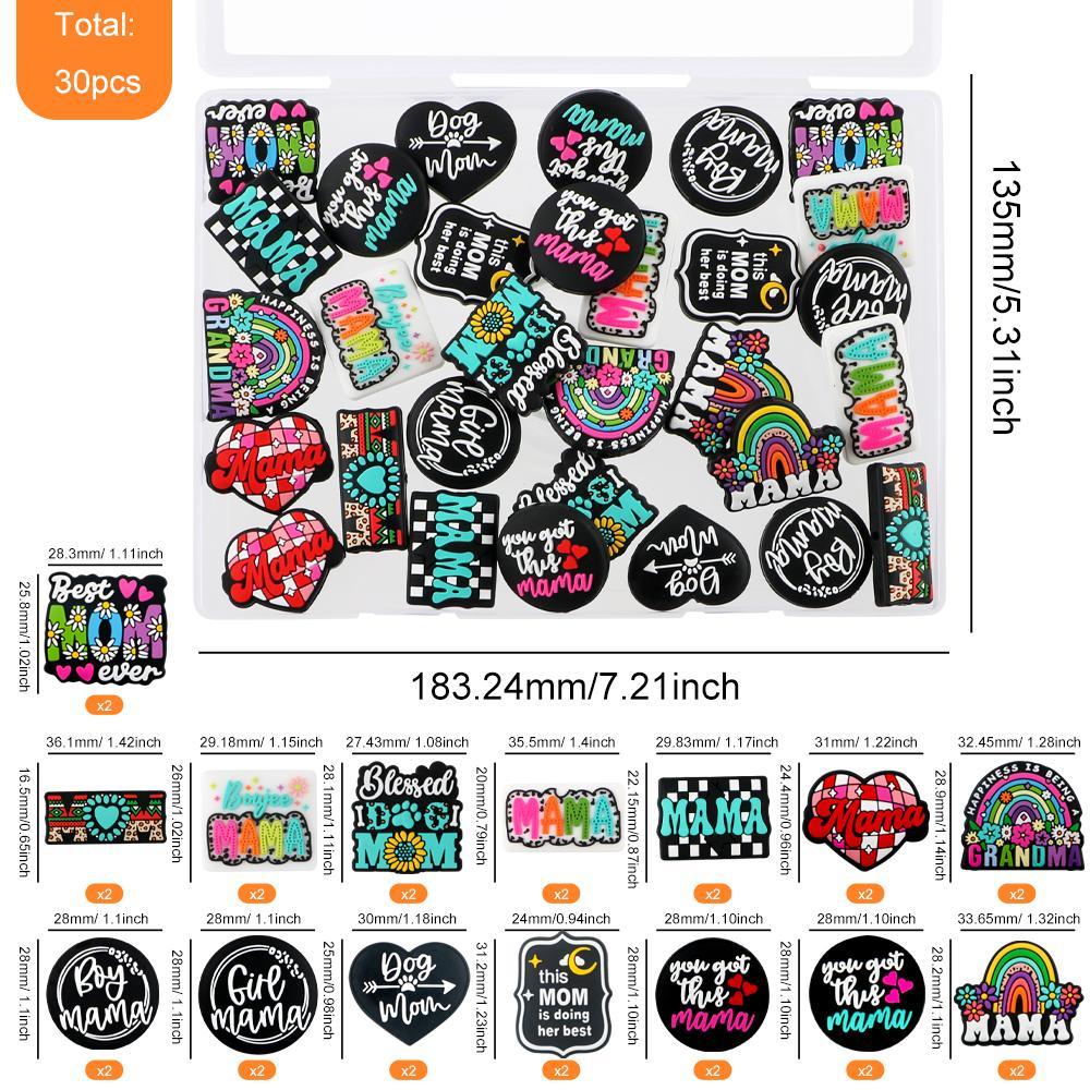 Silicone Beads Kit, 30pcs/box Colorful Beads, Beads Set, DIY Beading Kit for DIY Craft, Keychain Pendant, Jewelry Making Supplies,  Bead Assortment Charm Handmade Gifts, DIY Mix Beads