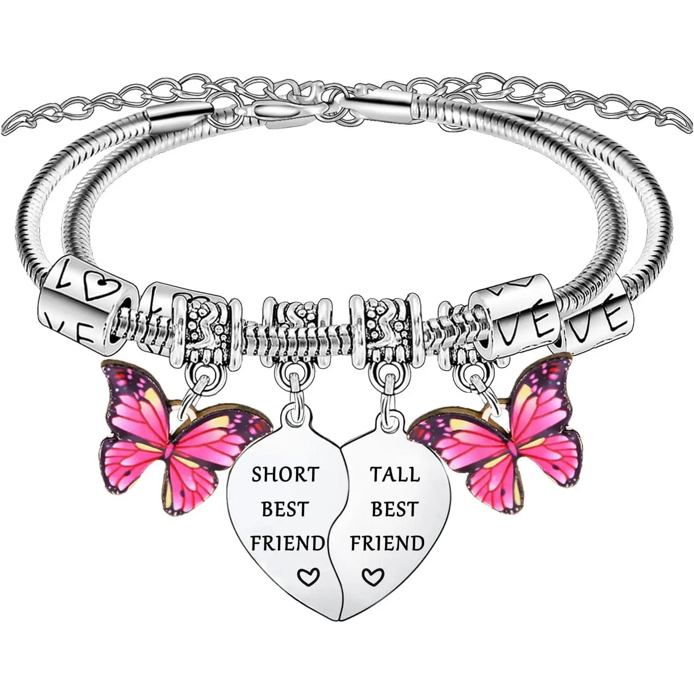 Funny Tall   Short   Bracelets Friendship Gifts for Women 2 count  Heart Matching  Bracelet Set for  Bestie Sister Birthday Gifts Butterfly  Bracelet  Gifts