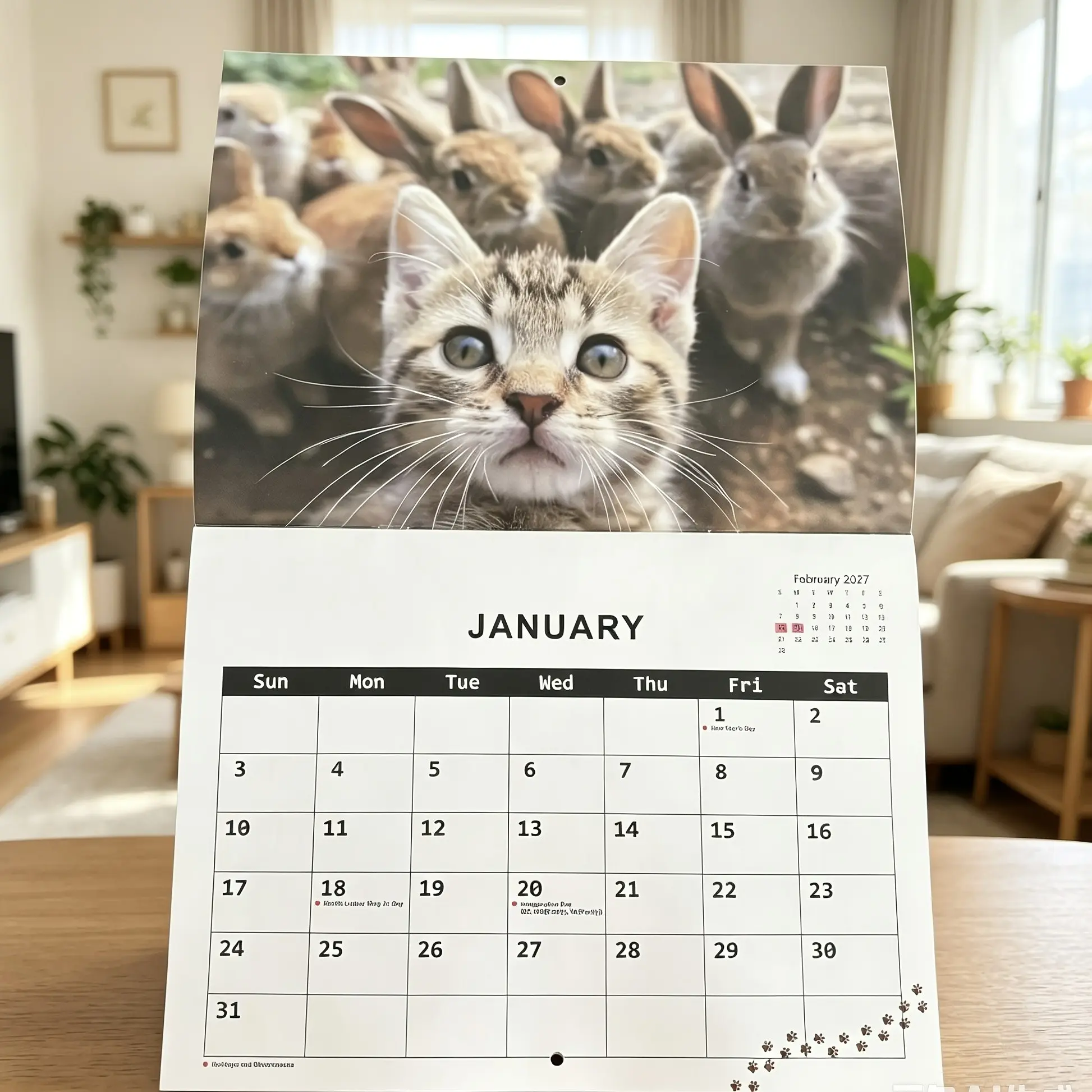 Funny Cute Animal Wall Calendar 2027, 12-Month Hanging Wall Calendar Planner, Full Year Fun Animal Collection, Perfect for Home Decor