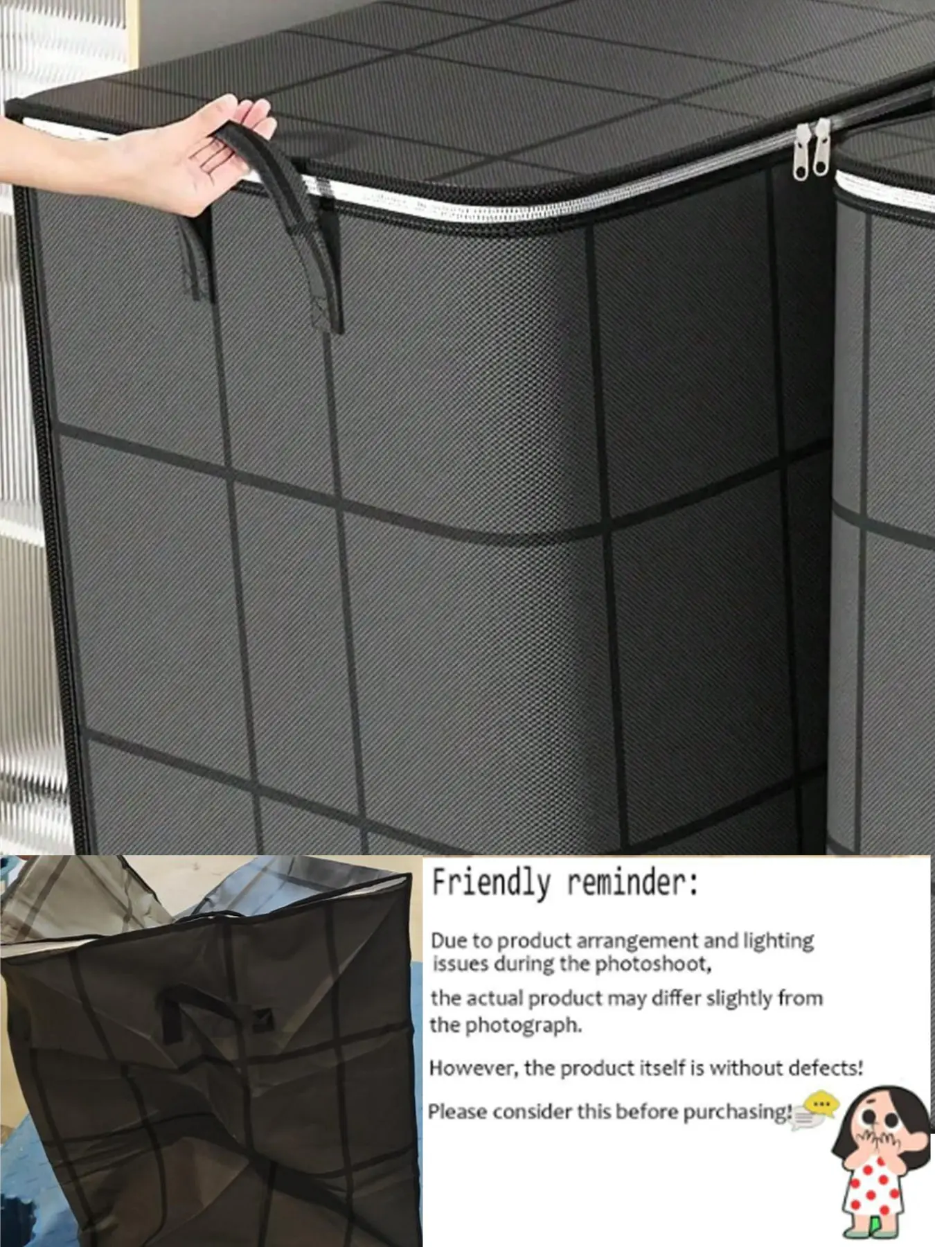 Foldable Clothes Storage Bag with Handle, Large Capacity, Breathable Closet Organizer, Portable Luggage Box, Ideal for Bedroom & Dormitory, Collapsible Storage Organizer
