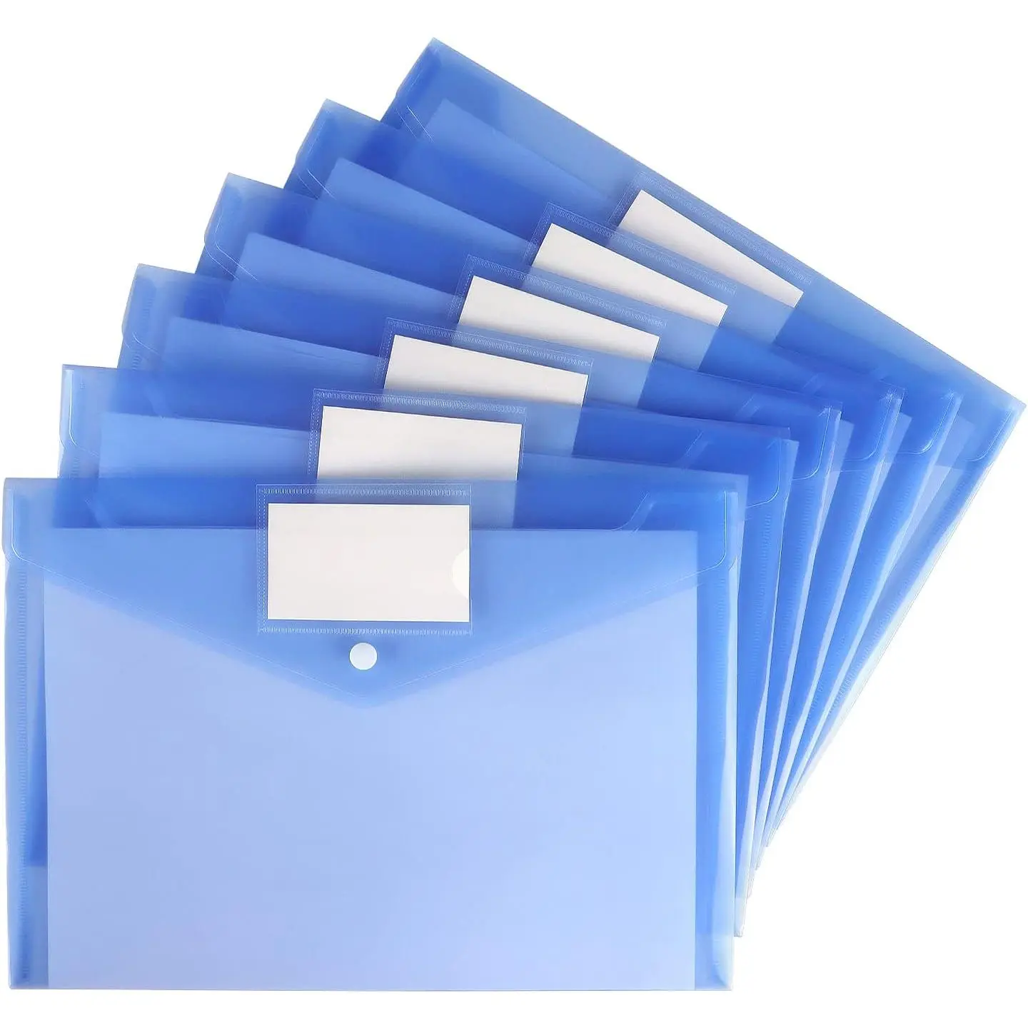 6 Pack Clear Document Folders Plastic Envelopes, A4 Size, Blue