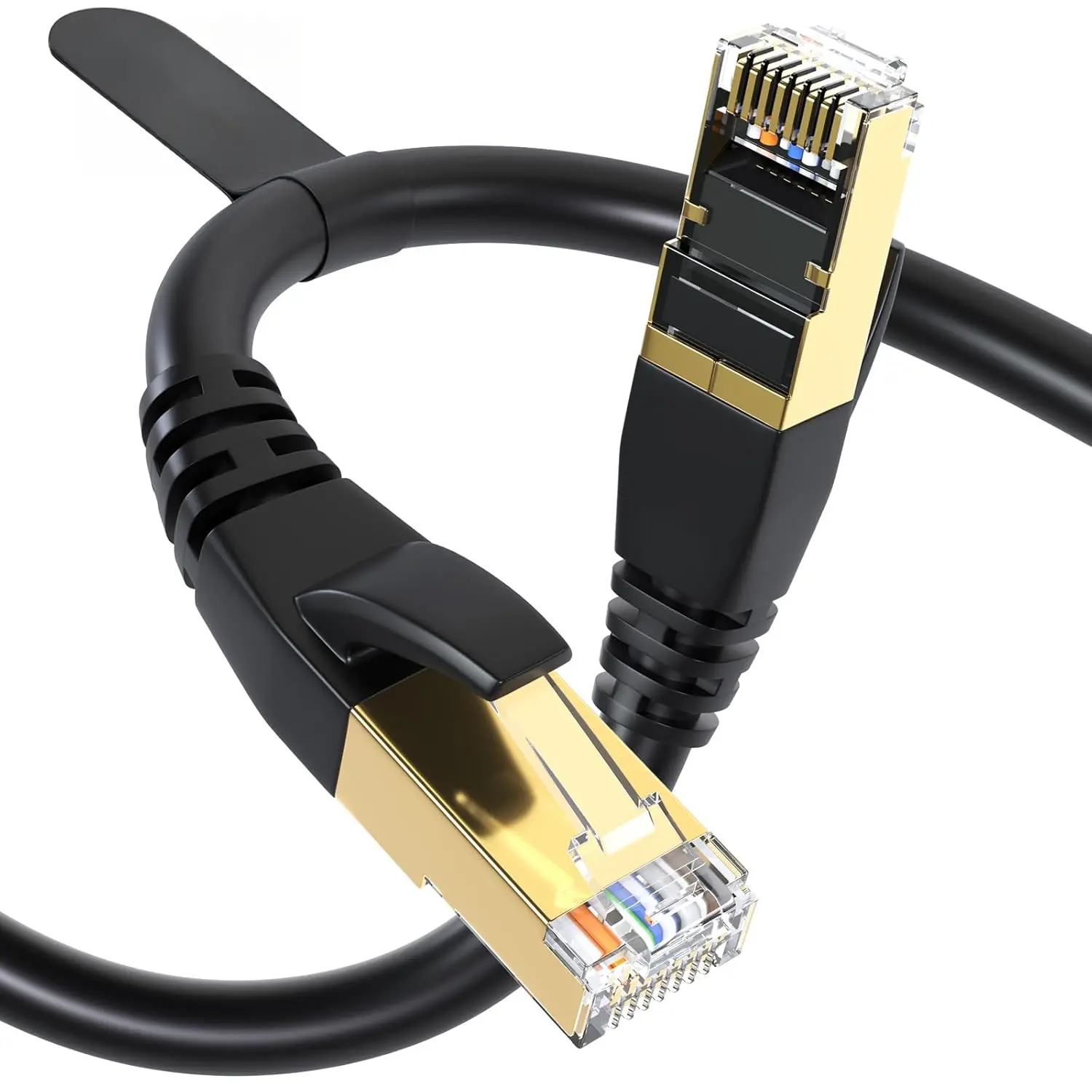 8 Ethernet Cable 40Gbps 2000MHz, 6FT Supports Cat7 Cat6 Cat5e Cat5, High-Speed RJ45 Cable, Heavy-Duty Indoor/Outdoor, Gold-Plated, Weatherproof & UV-Resistant  Gaming, PC, Router