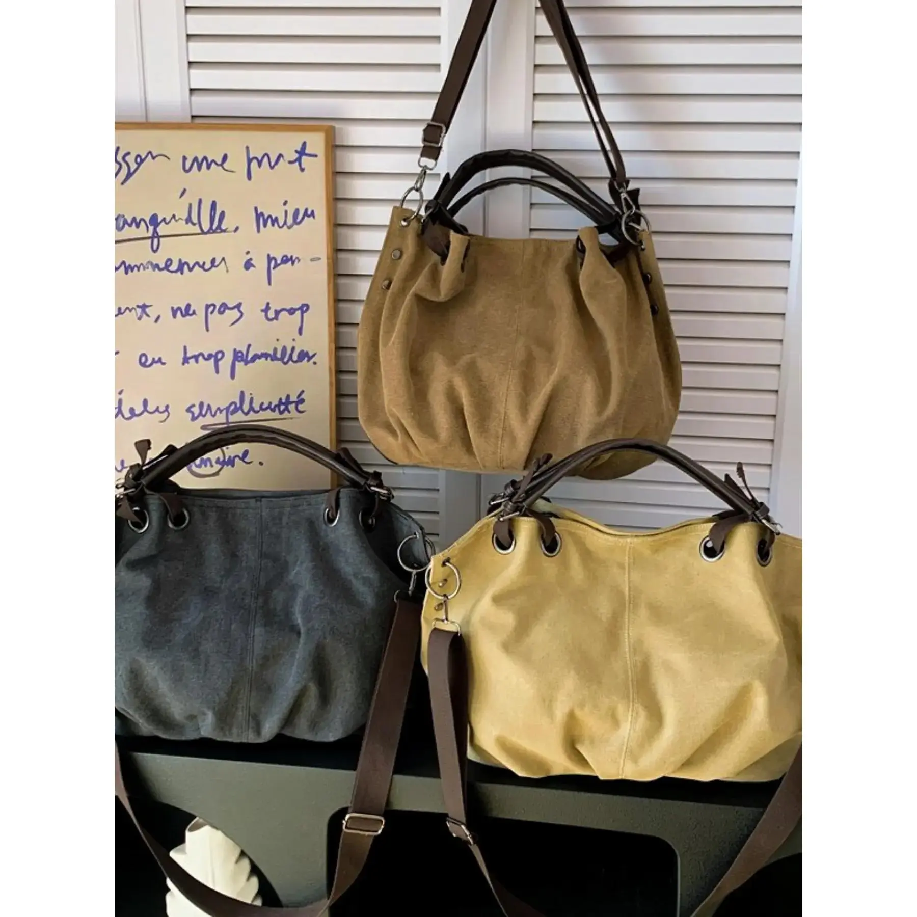 Vintage Tote Bag Women's Commuter Handbag Large Capacity Canvas Bag, Casual Trendy Bag, Casual Style Zipper Design, Plain Pattern, All Seasons, Canvas Tote Bags, Tote Shoulder Bags, Travel Tote Bag, Trendy Commuting Bag,