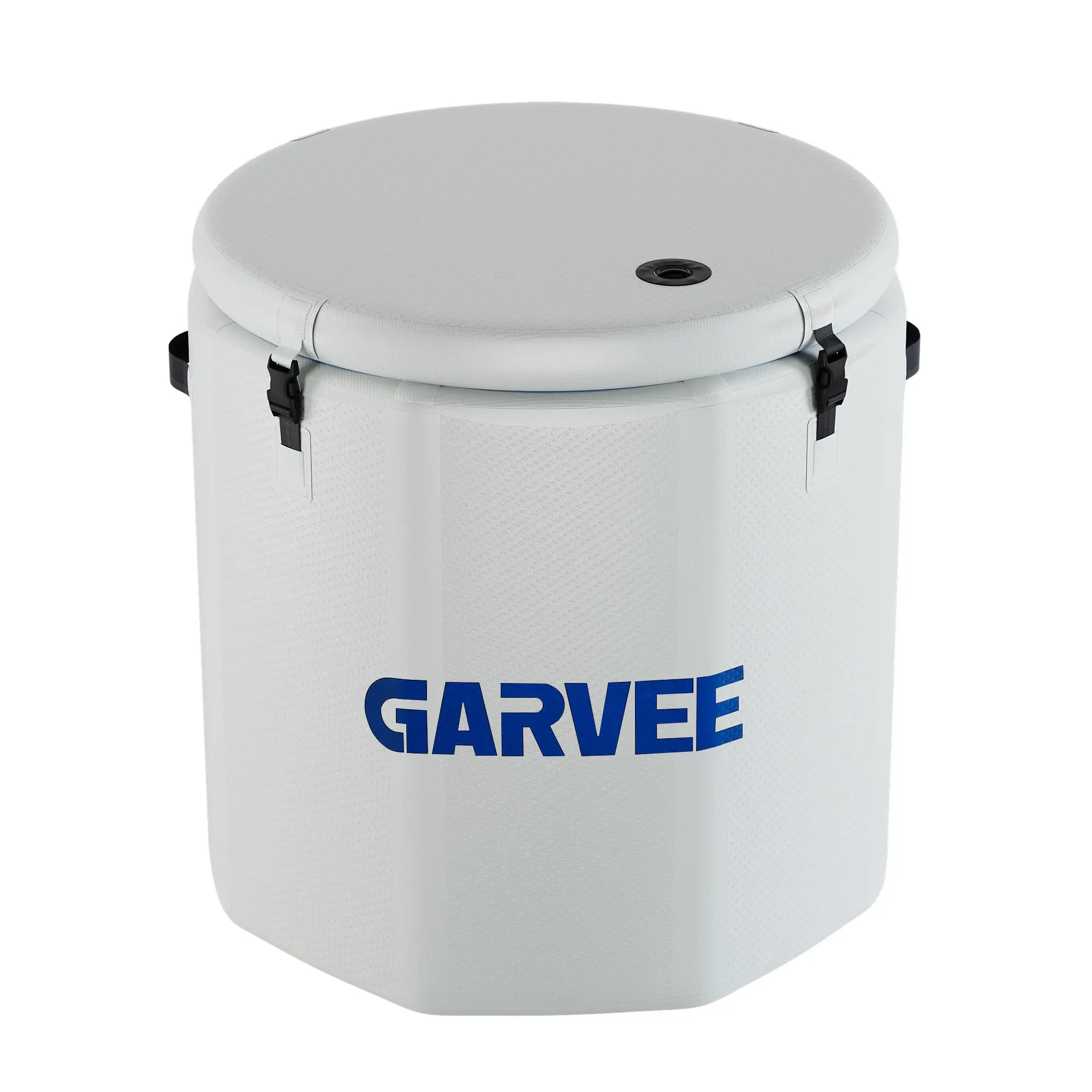 Garvee Portable Inflatable Ice Bath Tub for Athletes - 186 Gal Large Capacity, Insulated Lid Included, Water Cooling Unit Compatible, Home Cold Water Recovery Therapy, Lightweight White-Blue
