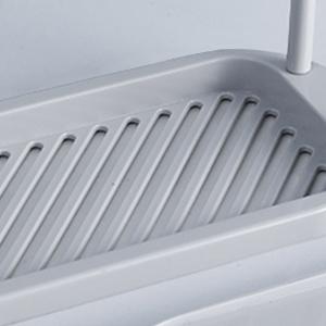 Hanging Hollow Polypropylene (PP) U-Shape Sponge Holder - Compact Wipe-Clean Plastic Kitchen Sink Organizer Rack Tray Stand with Ventilated, Full Open, Raised Bottom Fast Smooth Drainage for Dishcloth, Brush Storage (Grey)