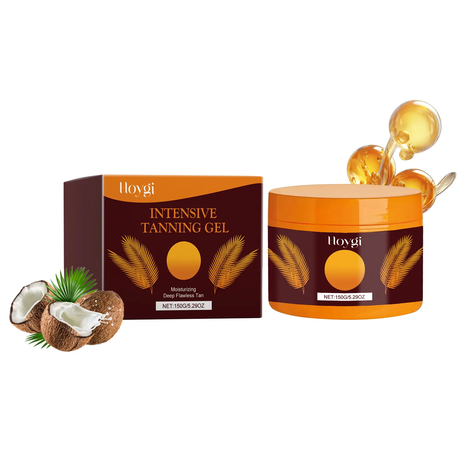 Hoygi Intensive Tanning Gel, Summertime Seaside Beach Sunbath To Help Tanning Wheat Color Body Moisturizer Gel