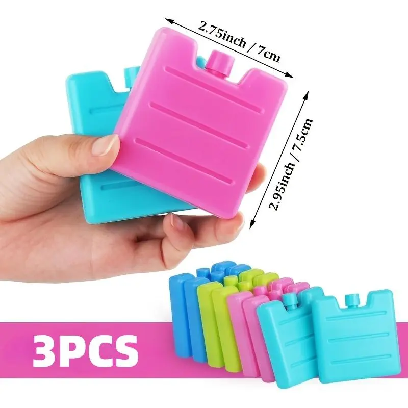 3pcs Pink Reusable Bento Cooler Ice Packs Multi-Pack - Non-Food Contact, Leak-Resistant Lunch Box Accessory for Cooling, Ideal for Outdoor Travel & Camping (Bento Box Lunch Ideas Compatible), Packing Lunch For My Kid