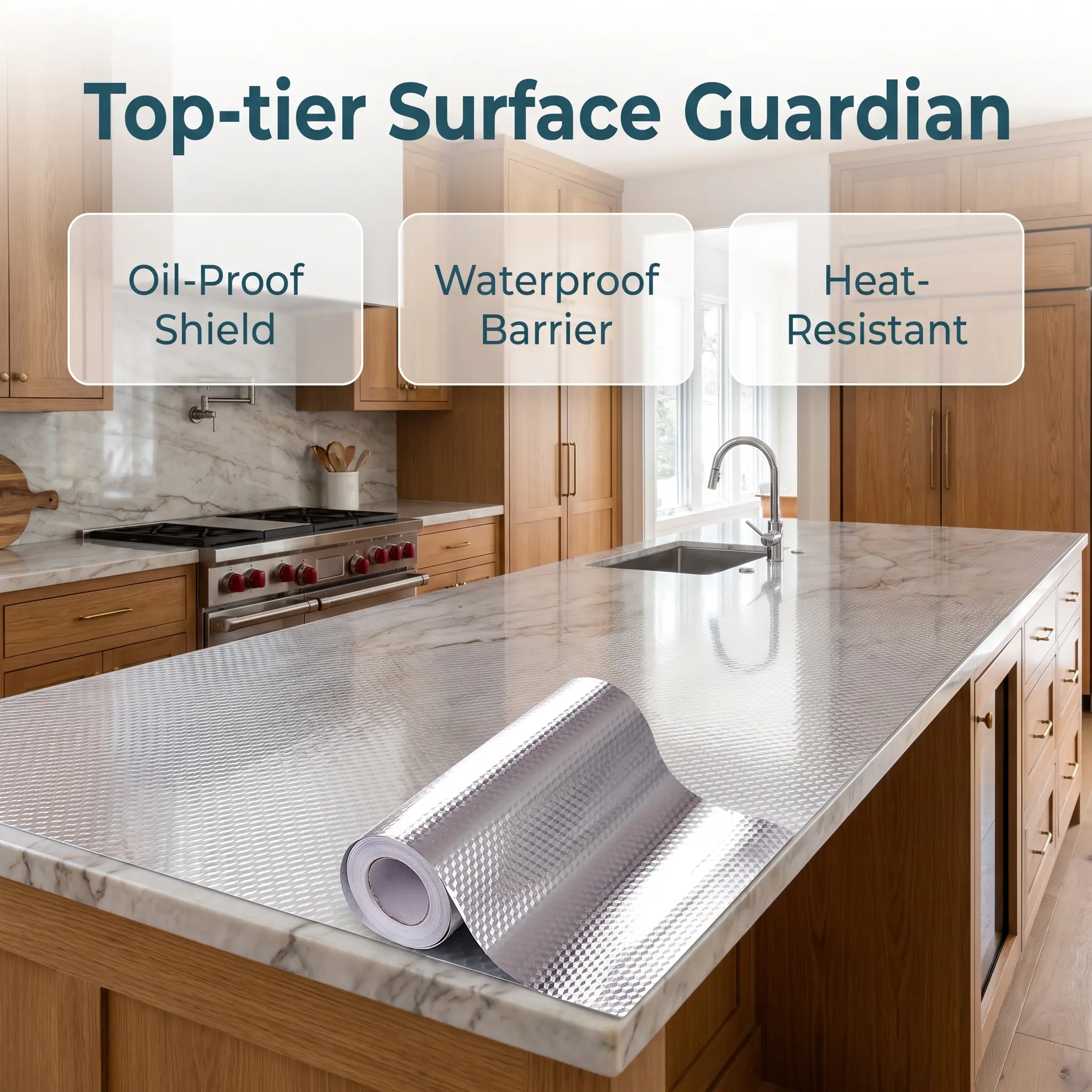Silver Cube Aluminum Foil Peel and Stick Contact Paper, Oil & Heat Resistant Kitchen Cabinet Liner 15.7x118 Inches