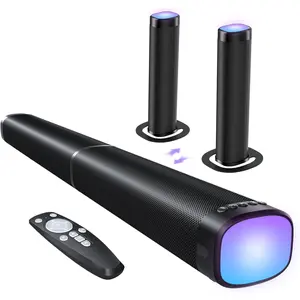 Sound Bar for  TV, 100W Sound Bar with 3 Dynamic RGB Lights, 5.3, ARC/Opt/AUX Connect, Dynamic Volume 3 Equalizer Modes,2 in 1 Detachable Soundbar for TV/PC/Gaming/Projectors