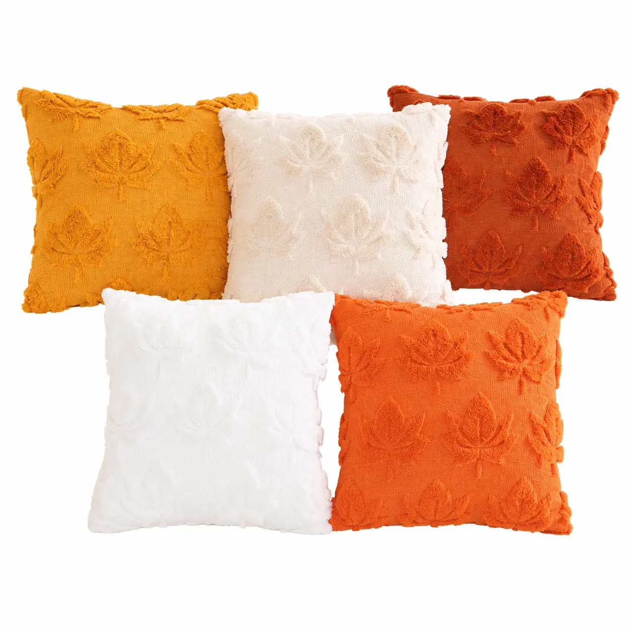 Premium Quilted Wool Pillow Cover in Solid Autumn Tone – Soft Maple Leaf Textured Decorative Cushion Slipcover for Living Room Sofa, Holiday Seasonal Styling and Everyday Comfort