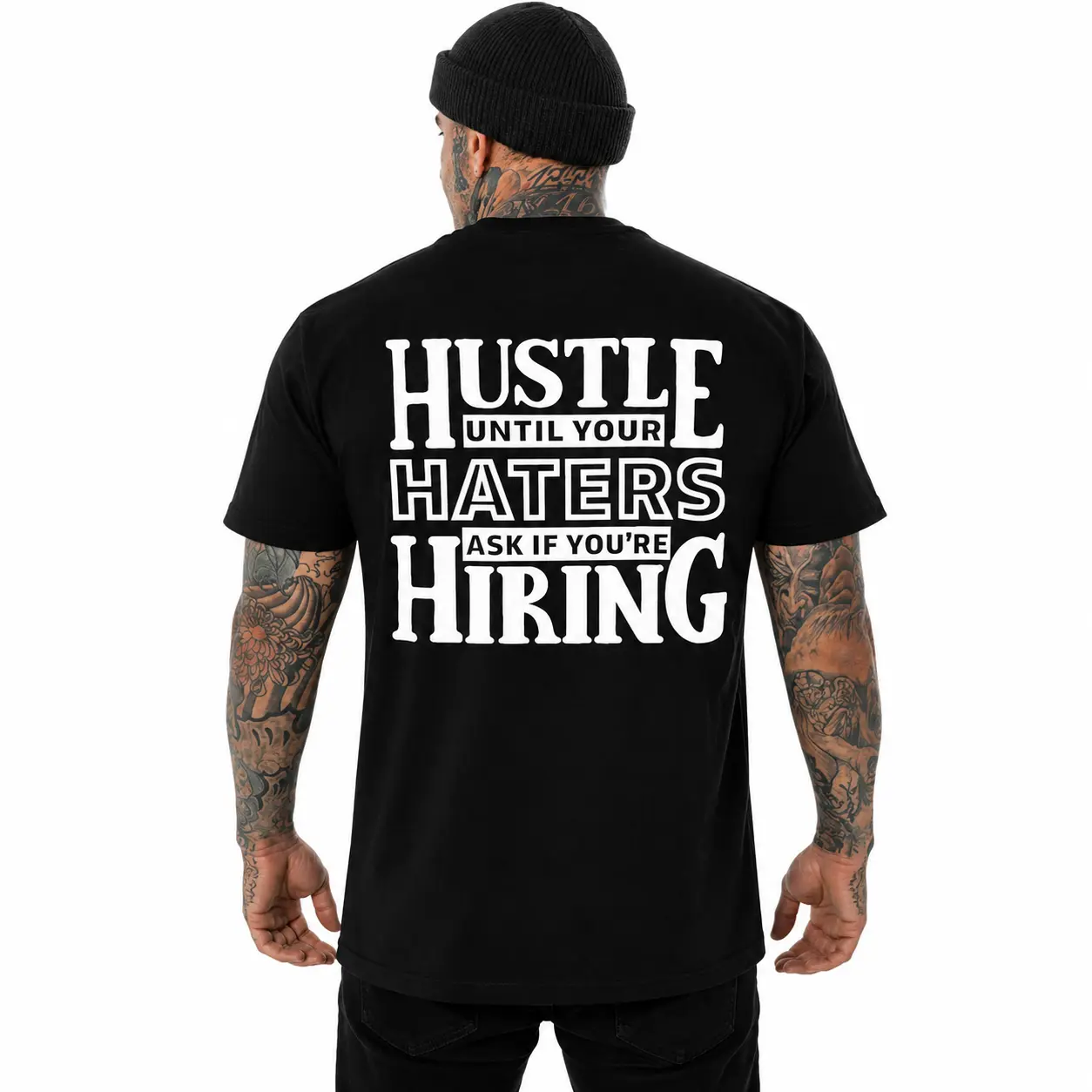 Unisex Soft Graphic T-shirt - Streetwear Hustle Slogan Digital Vivid Print, Unisex Cut Casual Relaxed Fit Short Sleeve Round Neck Sports Top Apparel, Graphic Tees, Digital Print