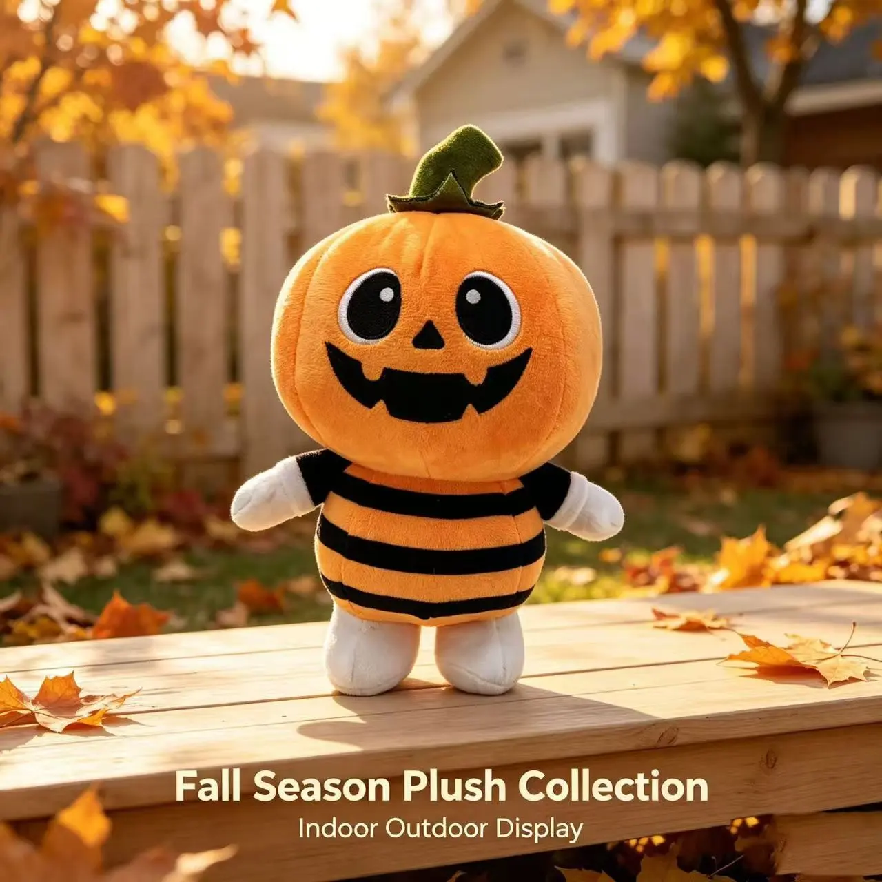 Halloween Pumpkin Bee Plush Toy Cute Jack-o'-lantern Stuffed Doll Fall Autumn Indoor Outdoor Desktop Decor Ornament Soft Fluffy Stuffed Animal Gift Halloween Party Home Decor Supplies