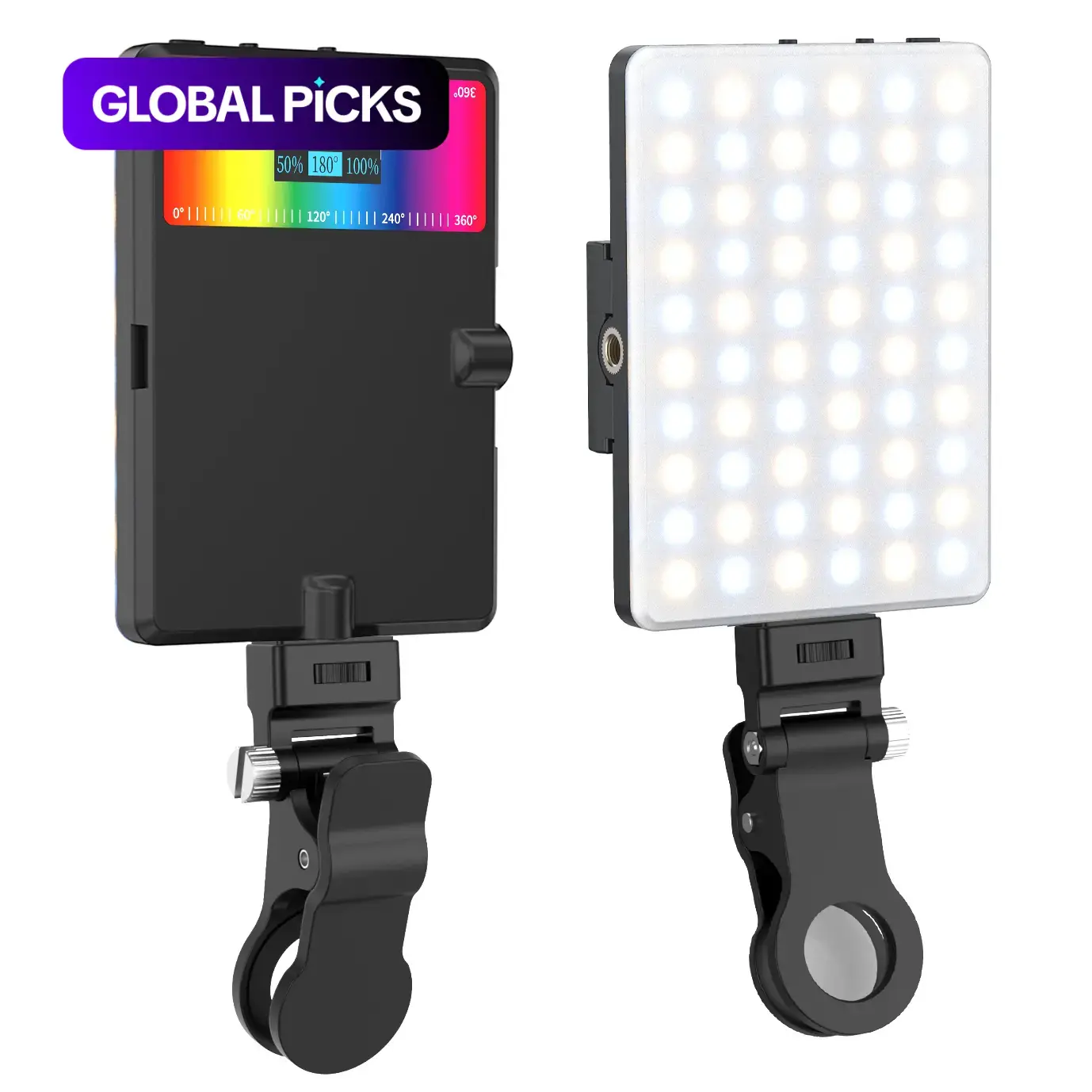 RGB Selfie Light for Phone, Dimmable 2500K-9000K LED Phone Lights, Rechargeable Video Light for iPad, Phone and Photographic Fill Light, Cellphone Accessory, Led Smartphone Light, Photography Fill Light #GLOBAL PICKS
