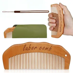 Wooden Birth Comb Gift Set, Essential Pregnancy Must-Have, Wave Comb for Expectant Mothers, Perfect Mom Gift, Hair Tool