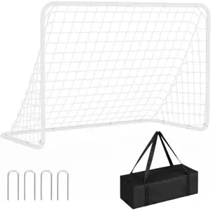 Portable 6x4 FT Football Goal Set for Kids, Heavy-Duty Steel Soccer Net for Backyard Training with Ground Stakes and Carry Bag