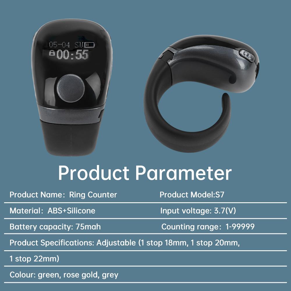 LCD Electronic Digital Tally Counter Smart Ring Point Marker Row Finger Counter Type-C Charging Ring Holder Mini Stitch Counter