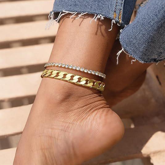 Cuban chain anklet unisex 925 adjustable beach foot jewelry for summer vacations, parties and daily wear fashionably trendy and unique