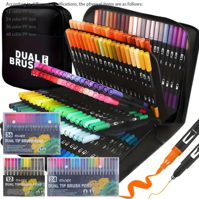 Art Supplier Dual Brush Markers Pens, Artist Coloring Marker Set, Fineliner & Brush Tip Pen with Premium Case for Adults Coloring Books Journal, Drawing, Doodlin, Coloring Materials Set, Art Supplies, Art Craft Supplies