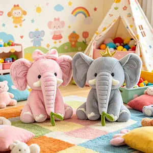 Super Soft Elephant Plush Toy, Realistic Large Stuffed Doll, Dual Color Options, Soft Huggable Animal Toy, Kids Gift, Halloween Christmas Birthday Decor
