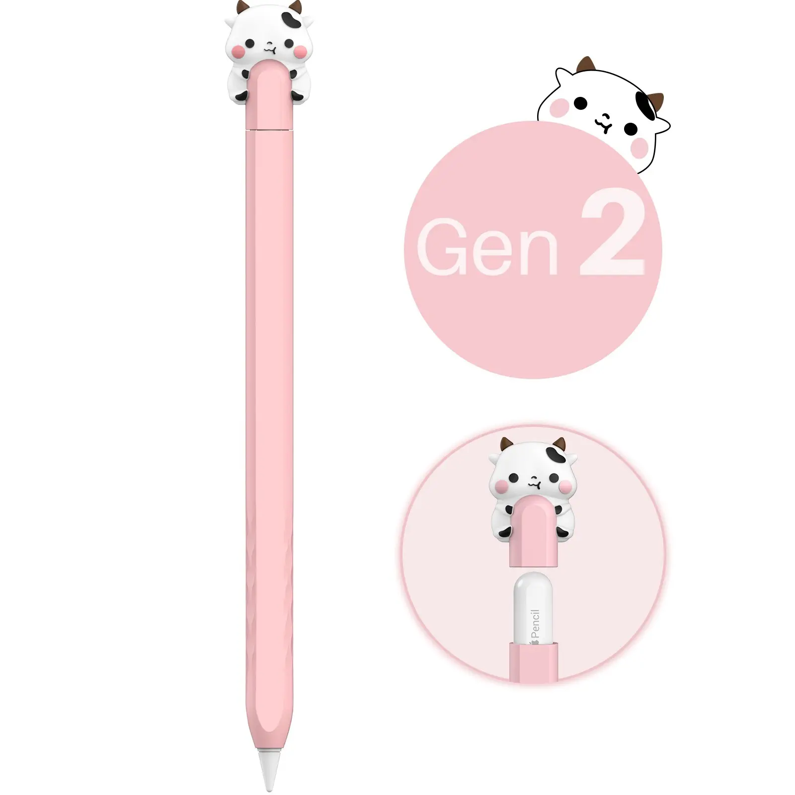 Cute Design Protective Case, Fit for Apple Pencil Pro and Apple Pencil 2nd Generation, Portable Lightweight Silicone Cover, Durable and Stylish Accessory