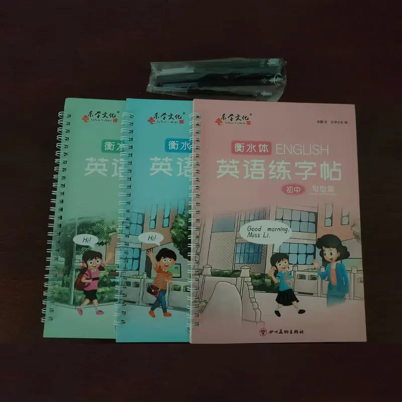 English Handwriting Alphabet Practice Book Set (3 Volumes), Reusable Writing Tools, Neat Letter Books for Kids and Adults