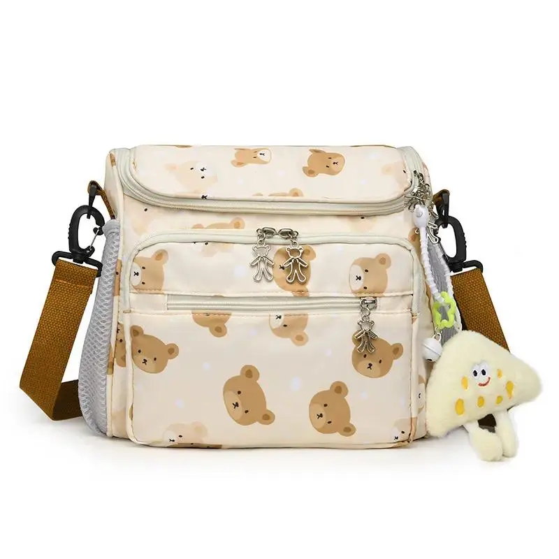 Quilted Cotton Diaper Bags for Moms, Large Capacity Crossbody Tote with Pockets for Travel, Stroller & Daily Use, Multiple Pockets