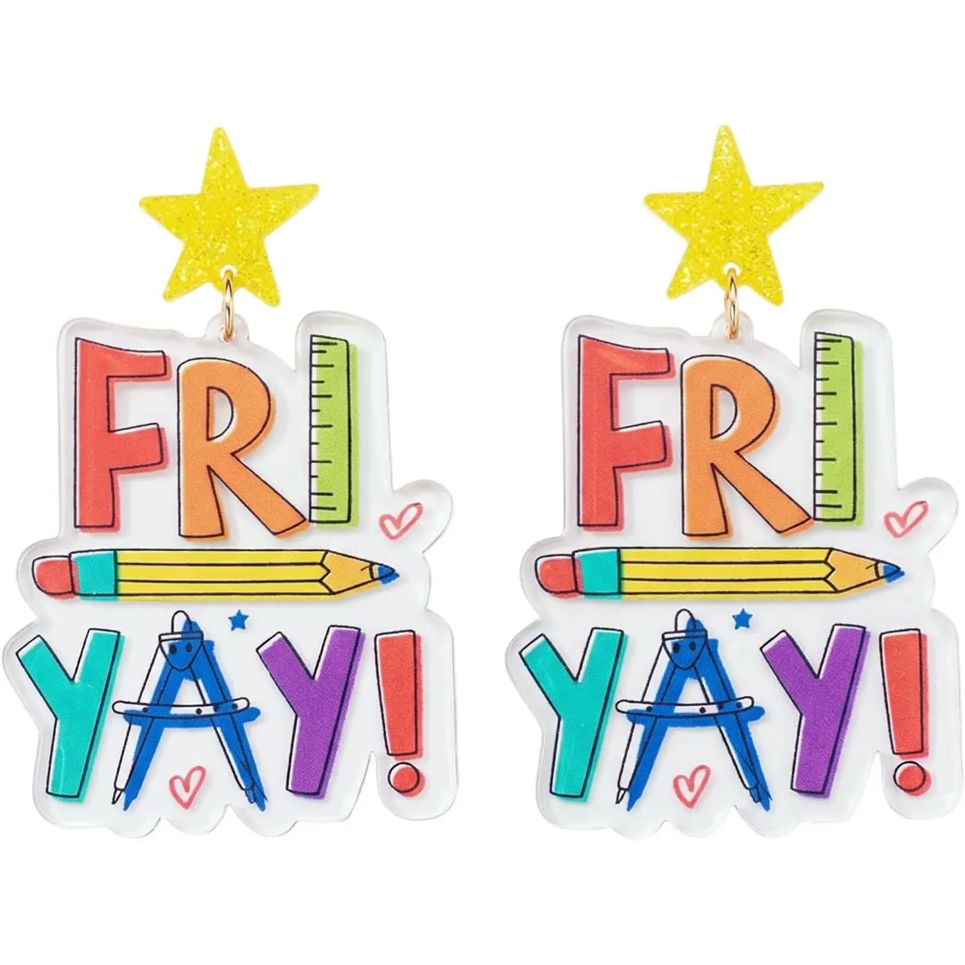 Fri-Yay Letter Dangle Earrings for Women – Fun  Teacher Appreciation Earrings for Work Casual and  Friday Gifts