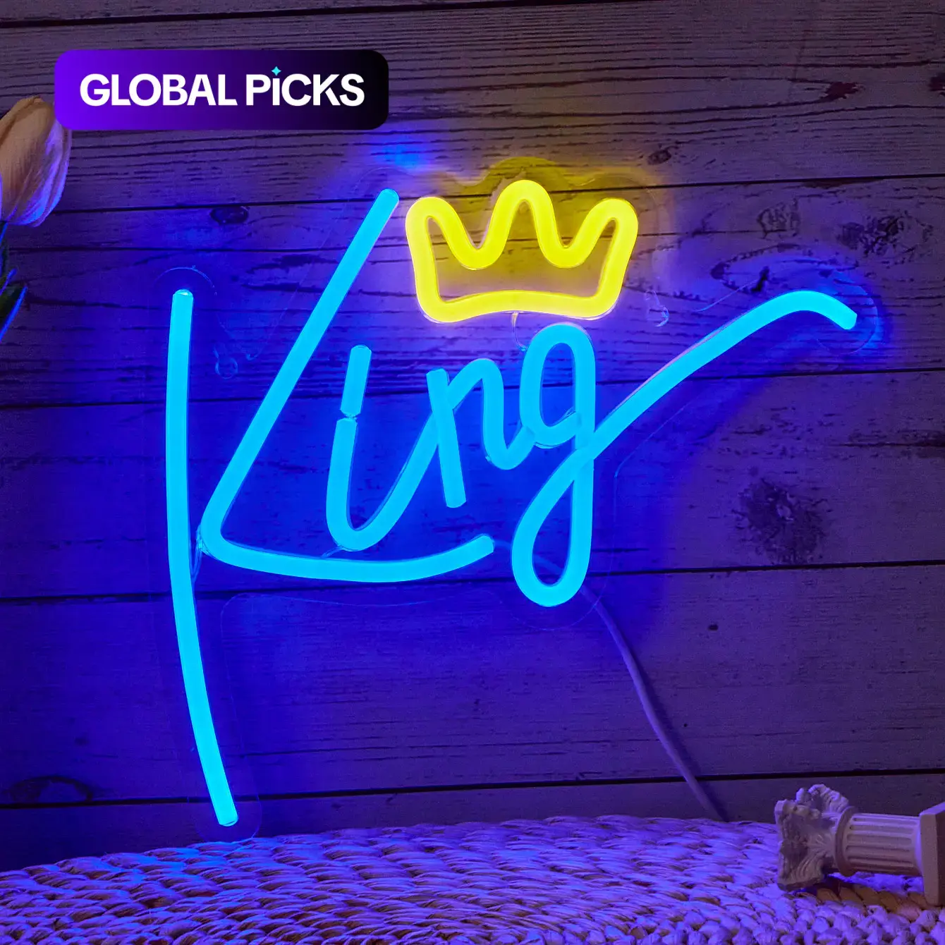 Creative King Letter Design LED Neon Light, Led Wall Light, Led Mood Light, Led Ambient Lighting, USB Powered Neon Sign, Ambient For Party Decor, Cool Bedroom Accessories, Summer Decor, Cool Lights #GLOBAL PICKS