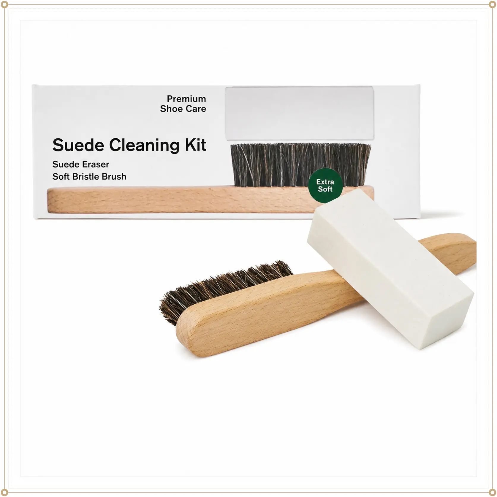 Suede Cleaning Kit, 2-Piece Brush & Stain Eraser, Shoe Cleaner for Leather, Suede, Nubuck, Cotton, Knits, Sneaker CareGift